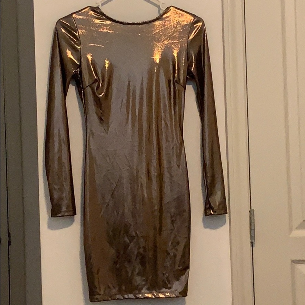 Long Sleeve Bronze Dress